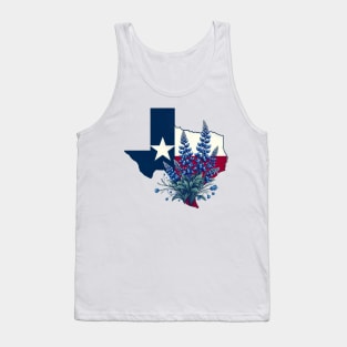 Texas Wildflowers - Texas Flag with Bluebonnets Tank Top